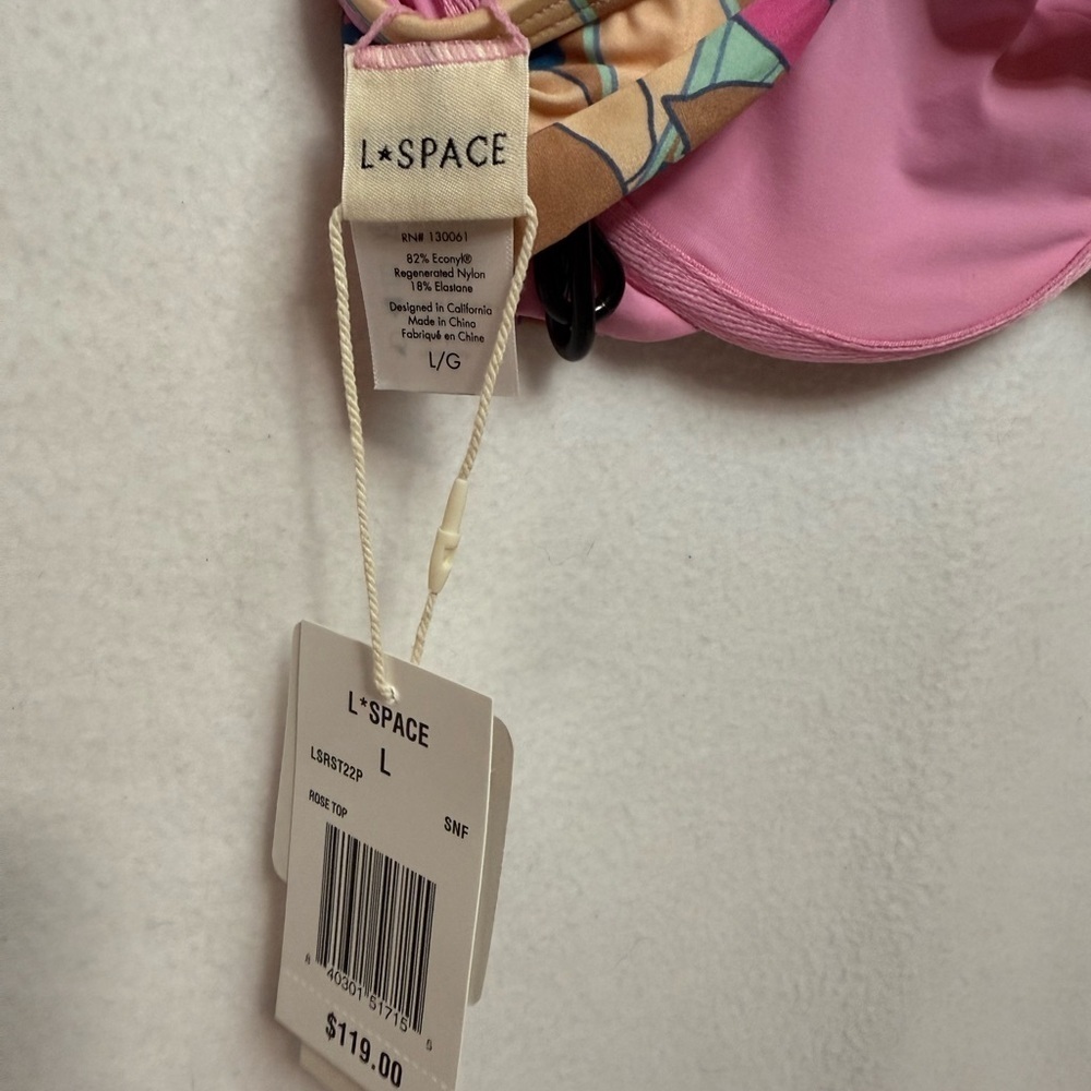 L*Space Rose Bikini Sundazed Floral Triangle Top NWT L - Picture 5 of 7